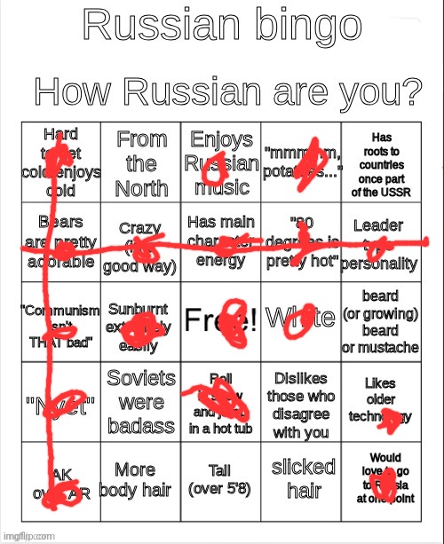 I did it again so yall could do it | image tagged in russian bingo | made w/ Imgflip meme maker