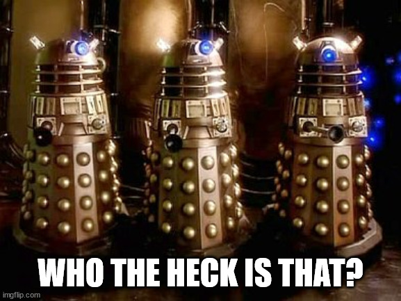 Daleks | WHO THE HECK IS THAT? | image tagged in daleks | made w/ Imgflip meme maker