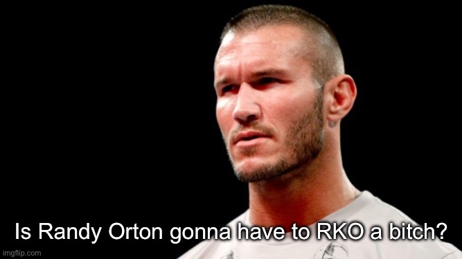 Is Randy Orton Gonna Have To RKO a bitch? | Is Randy Orton gonna have to RKO a bitch? | image tagged in is randy orton gonna have to rko a bitch | made w/ Imgflip meme maker