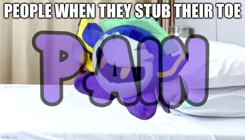 Meta Knight's Toe Pain | PEOPLE WHEN THEY STUB THEIR TOE | image tagged in meta knight,kirby | made w/ Imgflip meme maker