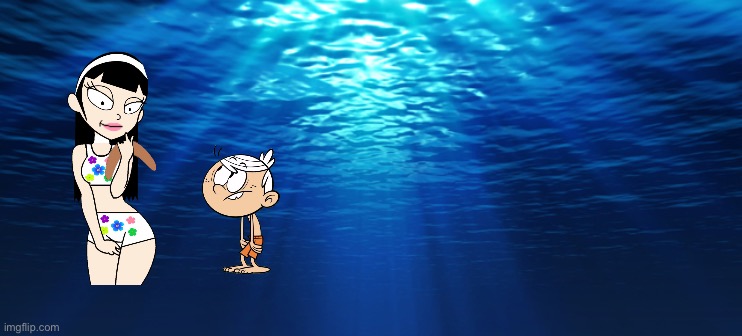 Nat Goes Underwater with Lincoln | image tagged in underwater ocean,the loud house,lincoln loud,bikini,sexy girl,deviantart | made w/ Imgflip meme maker