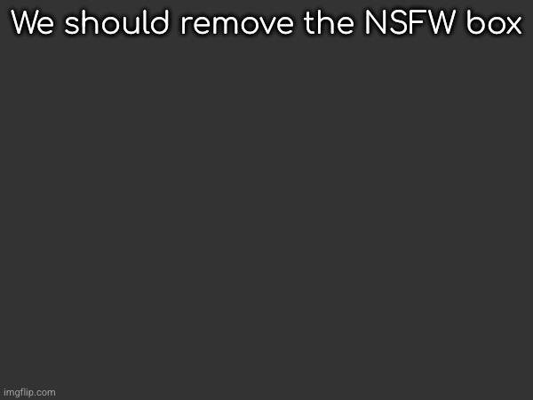 We should remove the NSFW box | made w/ Imgflip meme maker