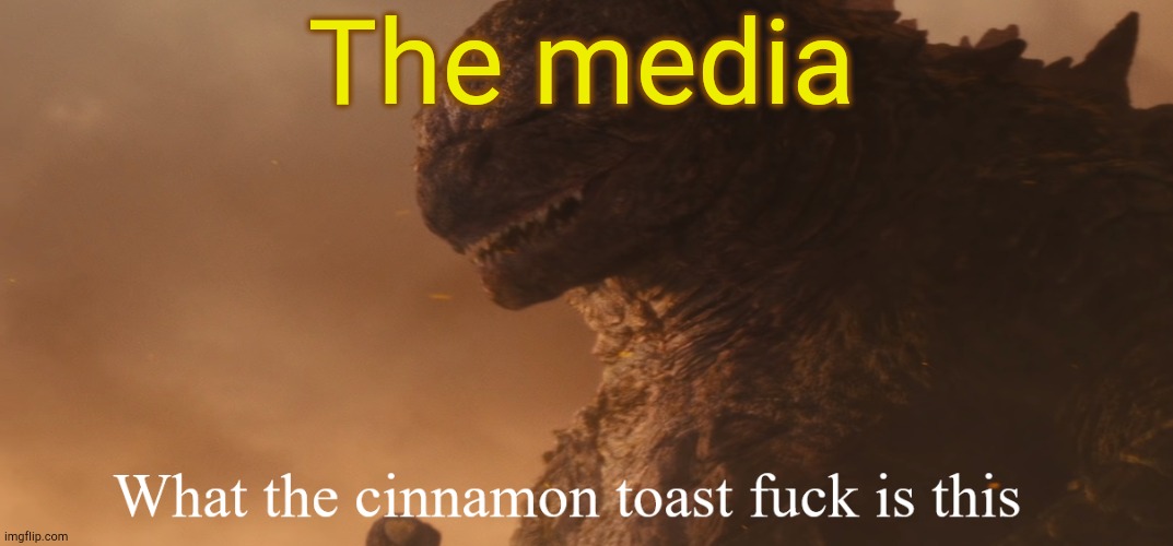 What the cinnamon toast f*ck is this Godzilla | The media | image tagged in what the cinnamon toast f ck is this godzilla | made w/ Imgflip meme maker
