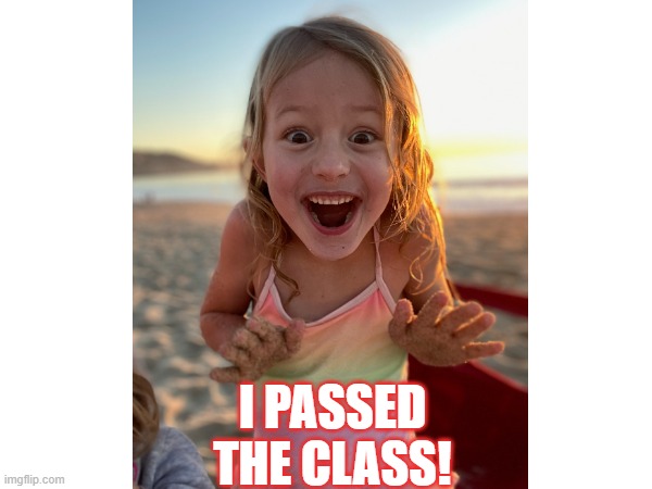 I passed the class! | I PASSED
THE CLASS! | image tagged in cute kids,cute girl,excited kid,happy,excited | made w/ Imgflip meme maker