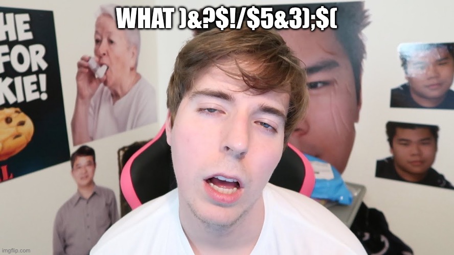 Stressed & Tired Mr. Beast | WHAT )&?$!/$5&3);$( | image tagged in stressed tired mr beast | made w/ Imgflip meme maker
