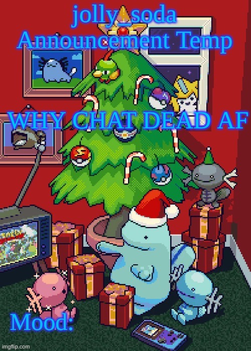 jolly_soda announcement temp | WHY CHAT DEAD AF | image tagged in jolly_soda announcement temp | made w/ Imgflip meme maker