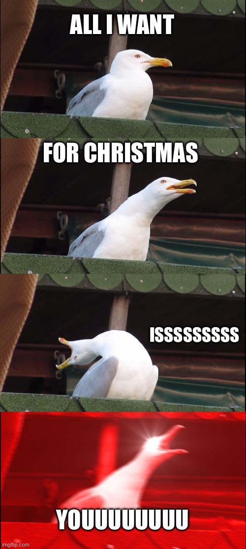 Inhaling Seagull Meme | ALL I WANT; FOR CHRISTMAS; ISSSSSSSSS; YOUUUUUUUU | image tagged in memes,inhaling seagull | made w/ Imgflip meme maker