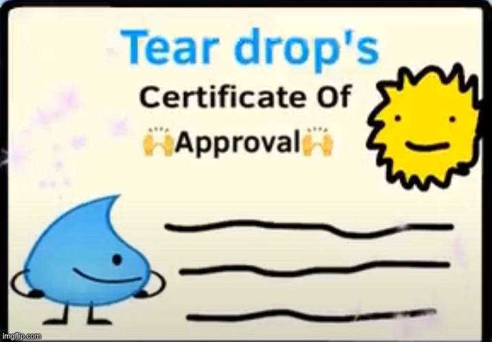 Teardrop approval | image tagged in teardrop approval | made w/ Imgflip meme maker