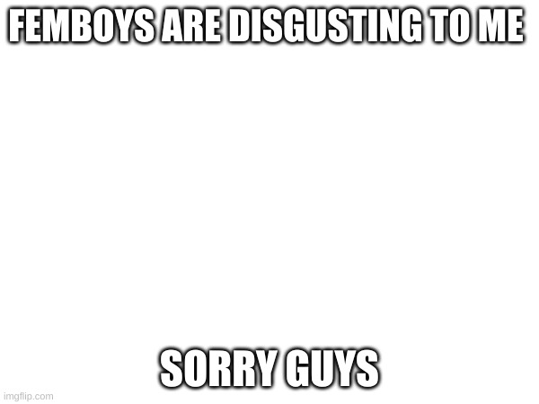 FEMBOYS ARE DISGUSTING TO ME; SORRY GUYS | made w/ Imgflip meme maker