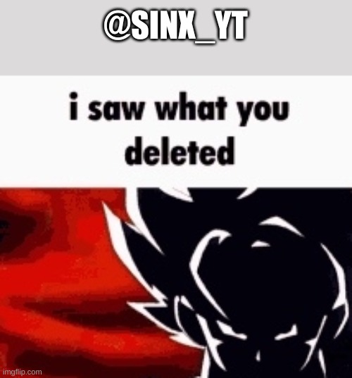 i saw what you deleted | @SINX_YT | image tagged in i saw what you deleted | made w/ Imgflip meme maker