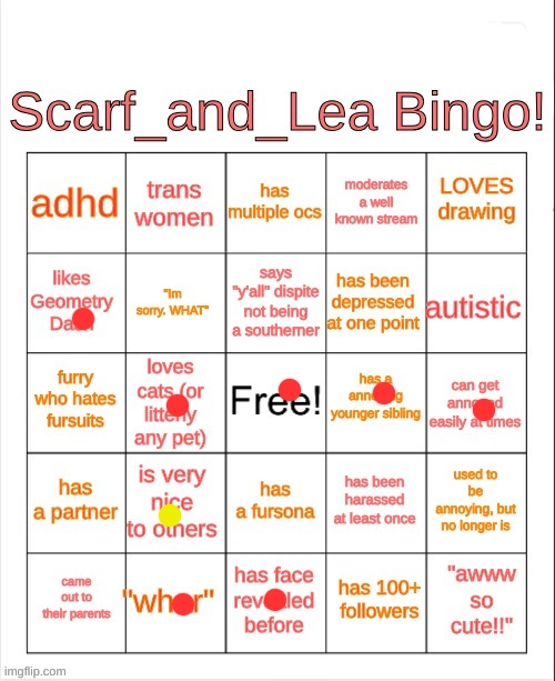 yellow is sometimes | image tagged in scarf_and_lea bingo | made w/ Imgflip meme maker
