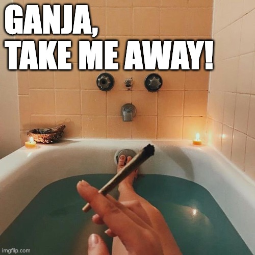 Ganja, Take Me Away | GANJA, TAKE ME AWAY! | image tagged in ganga,bath,calgon,take me away | made w/ Imgflip meme maker