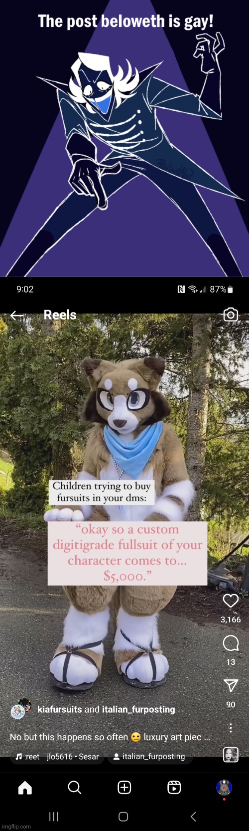 I just saw this on Instagram tonight. -_- | image tagged in the post beloweth is gay,instagram fursuit,anti-furry,cringe worthy | made w/ Imgflip meme maker
