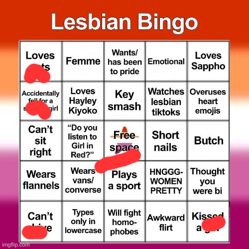omg Im A lesbian! first man to be a lesbian!!!!!!!!! | image tagged in lesbian bingo | made w/ Imgflip meme maker
