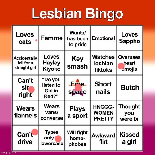 Lesbian bingo | image tagged in lesbian bingo | made w/ Imgflip meme maker