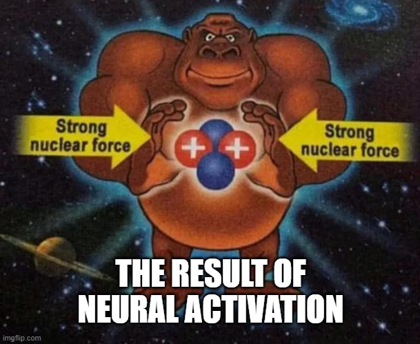 The result of neural activation | THE RESULT OF NEURAL ACTIVATION | image tagged in neural,braincell | made w/ Imgflip meme maker