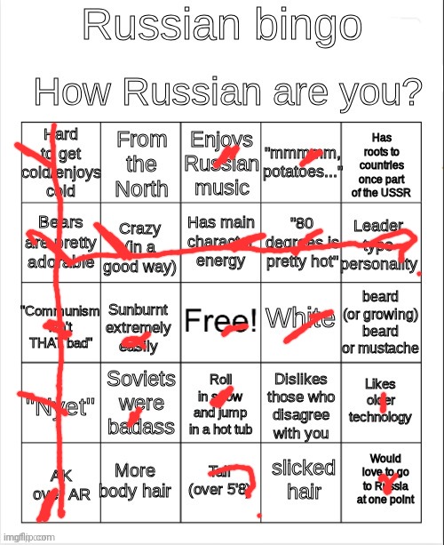 russian bingo | image tagged in russian bingo | made w/ Imgflip meme maker