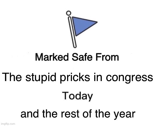They are done screwing us for the year. Don’t forget your new years lube though! | The stupid pricks in congress; and the rest of the year | image tagged in marked safe from,politics,funny memes,congress,government corruption | made w/ Imgflip meme maker