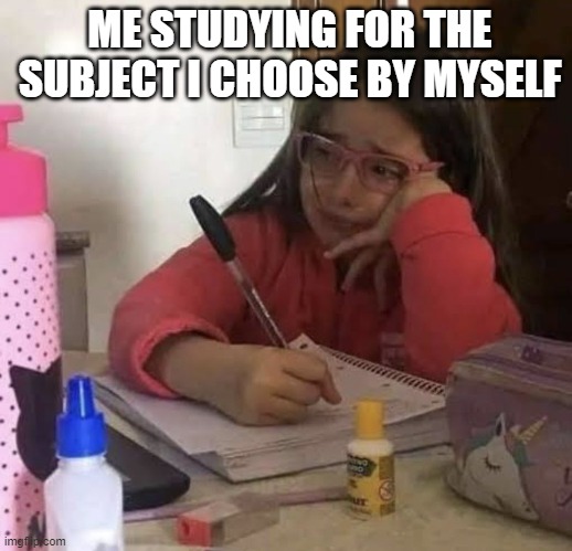 where did I go wrong | ME STUDYING FOR THE SUBJECT I CHOOSE BY MYSELF | image tagged in school,study,studying | made w/ Imgflip meme maker