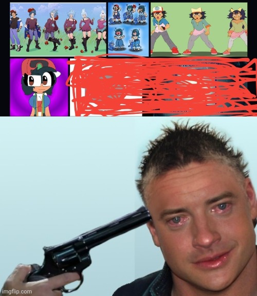 I want to die | image tagged in ash tg tf with sanurday the kittydog art,brendan fraser suicide,deviantart | made w/ Imgflip meme maker