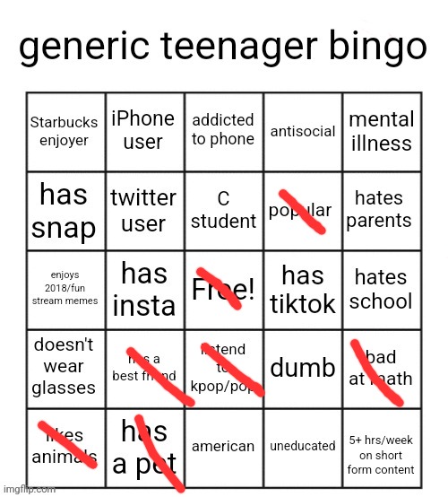 My parents are rubbish and don't let me have any social media yet. But will do soon | image tagged in generic teenager bingo,teenager | made w/ Imgflip meme maker