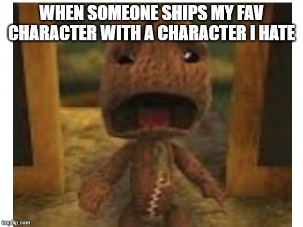WHEN SOMEONE SHIPS MY FAV CHARACTER WITH A CHARACTER I HATE | made w/ Imgflip meme maker