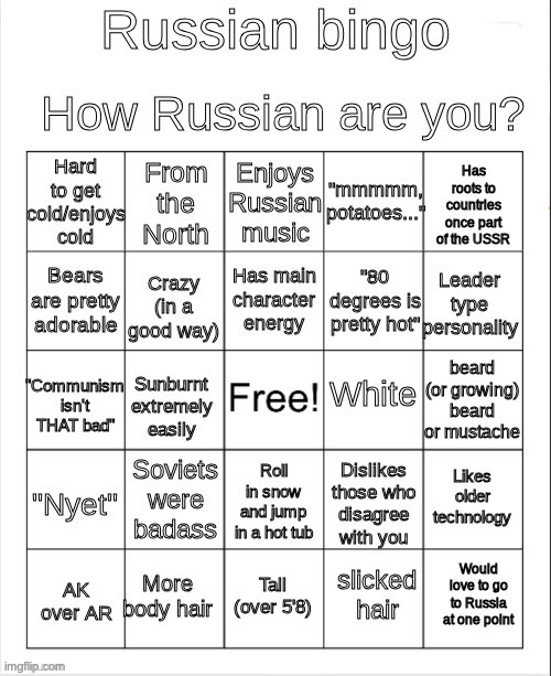 I found this | image tagged in russian bingo | made w/ Imgflip meme maker