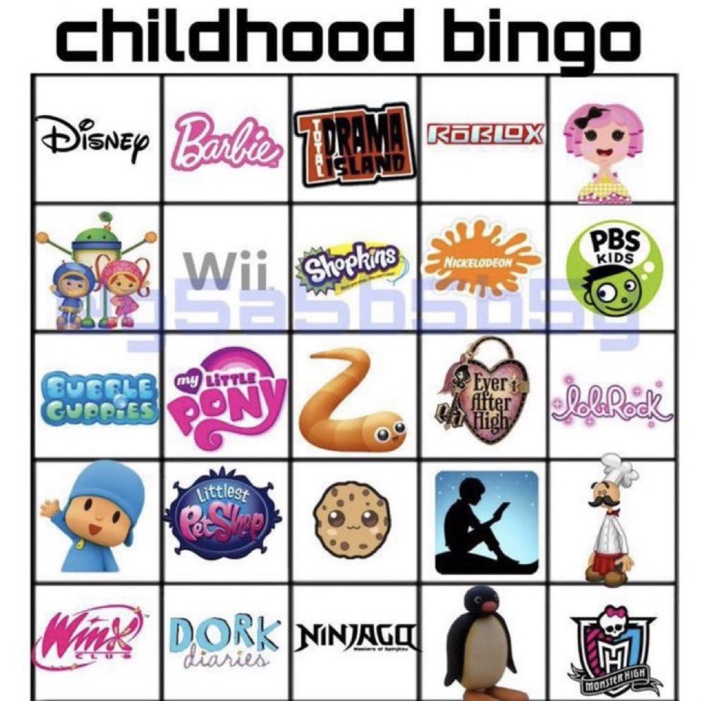 Childhood bingo Blank Meme Template