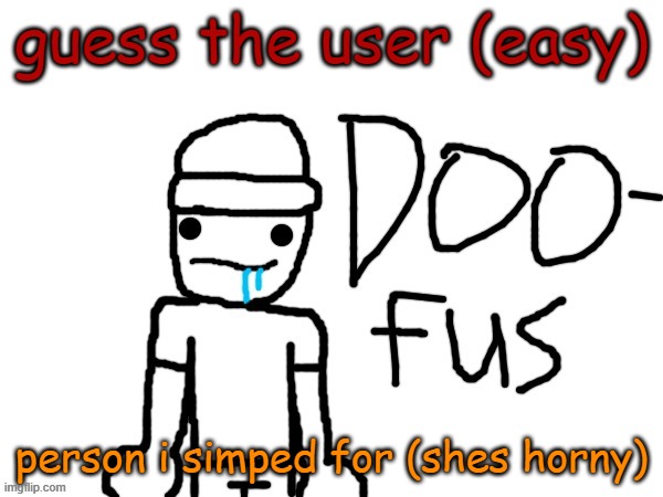 doofus | guess the user (easy); person i simped for (shes horny) | image tagged in doofus | made w/ Imgflip meme maker