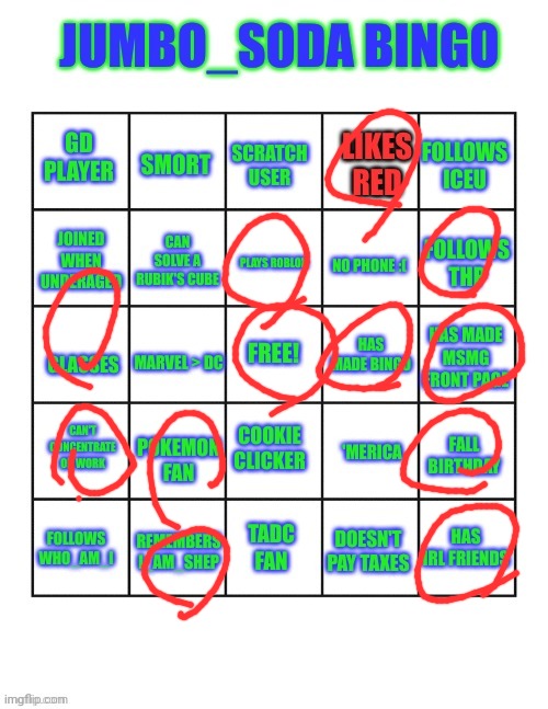 jumbo_soda bingo | image tagged in jumbo_soda bingo | made w/ Imgflip meme maker