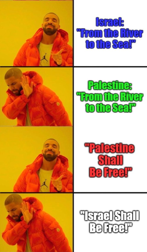 From the River to the REEEEE | image tagged in drake yes no reverse,dishonesty,israel vs palestine,me not thee,miscommunication,thee not me | made w/ Imgflip meme maker