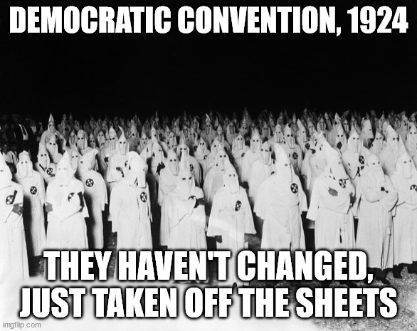 DEMOCRATIC CONVENTION, 1924; THEY HAVEN'T CHANGED, JUST TAKEN OFF THE SHEETS | made w/ Imgflip meme maker