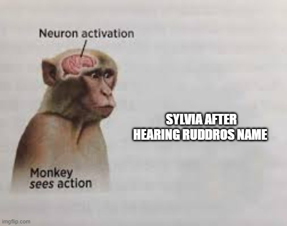 Neuron activation | SYLVIA AFTER HEARING RUDDROS NAME | image tagged in neuron activation | made w/ Imgflip meme maker