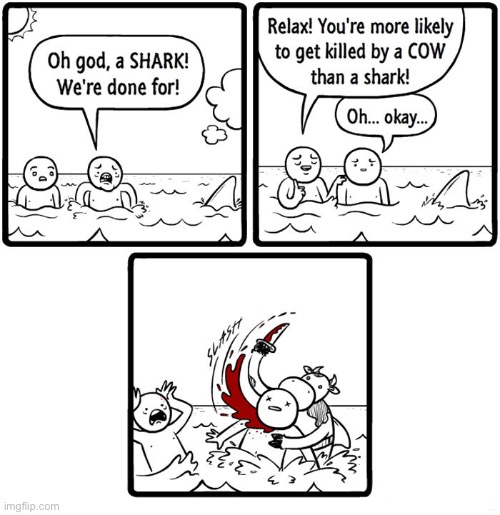Shark | image tagged in a shark,more likely,to be killed,by a cow,slashed by cow,comics | made w/ Imgflip meme maker