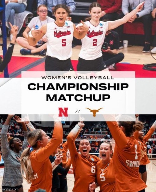 Natty time baby Horns Down | image tagged in nebraska volleyball,horns,down,volleyball | made w/ Imgflip meme maker
