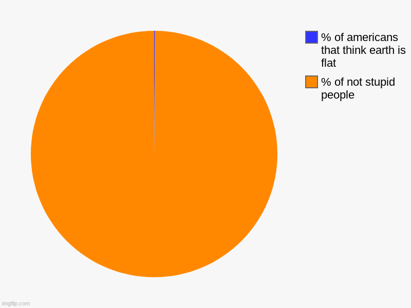 % of not stupid people, % of americans that think earth is flat | image tagged in charts,pie charts | made w/ Imgflip chart maker