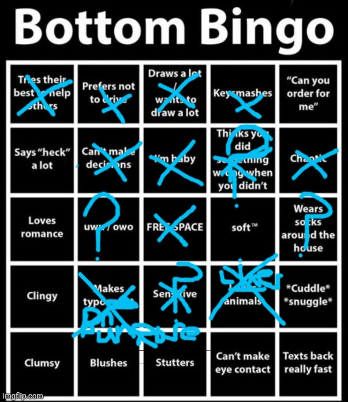 I'm not a bottom but I'm a skrunkly guy haha | image tagged in bottom bingo | made w/ Imgflip meme maker