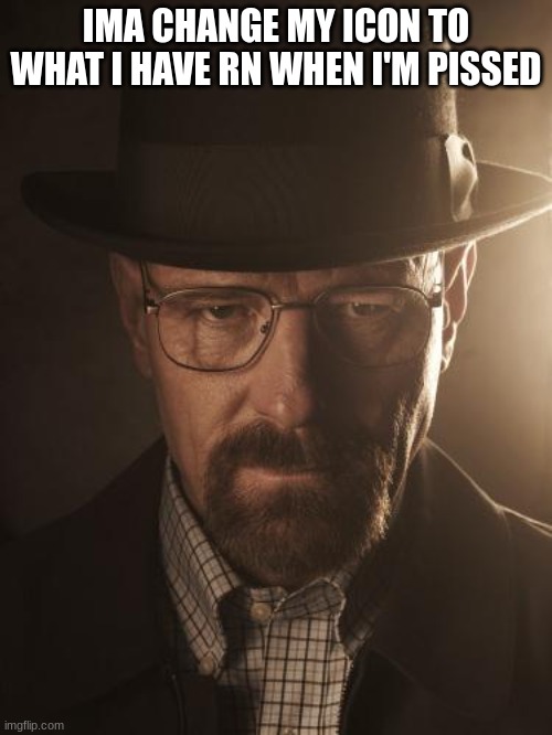 Walter White | IMA CHANGE MY ICON TO WHAT I HAVE RN WHEN I'M PISSED | image tagged in walter white | made w/ Imgflip meme maker