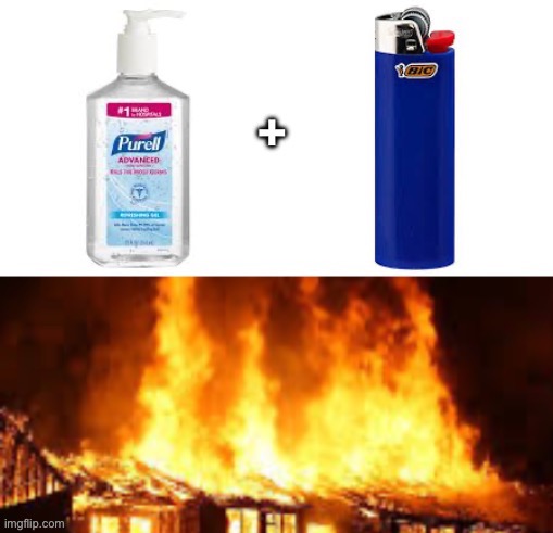 Hand Sanitizer + lighter | image tagged in hand sanitizer lighter | made w/ Imgflip meme maker