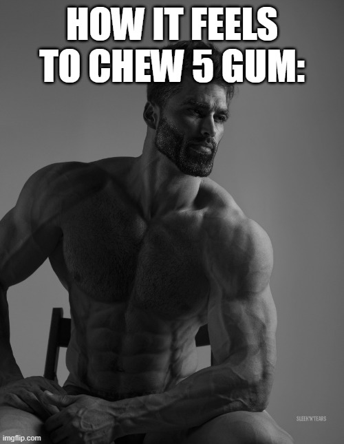 Im a instant gigachad | HOW IT FEELS TO CHEW 5 GUM: | image tagged in giga chad,memes,funny | made w/ Imgflip meme maker