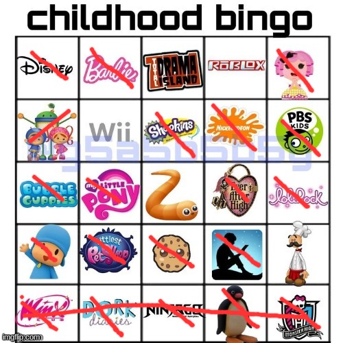 this was from 2023 | image tagged in childhood bingo | made w/ Imgflip meme maker