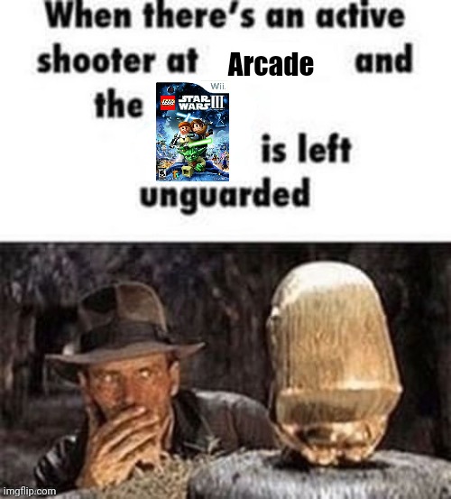 When there's an active shooter at ___ | Arcade | image tagged in when there's an active shooter at ___ | made w/ Imgflip meme maker
