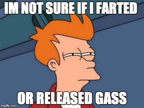 Futurama Fry Meme | IM NOT SURE IF I FARTED  OR RELEASED GASS | image tagged in memes,futurama fry | made w/ Imgflip meme maker