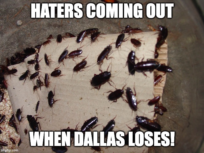 When Dallas Loses | HATERS COMING OUT; WHEN DALLAS LOSES! | image tagged in dallas cowboys | made w/ Imgflip meme maker