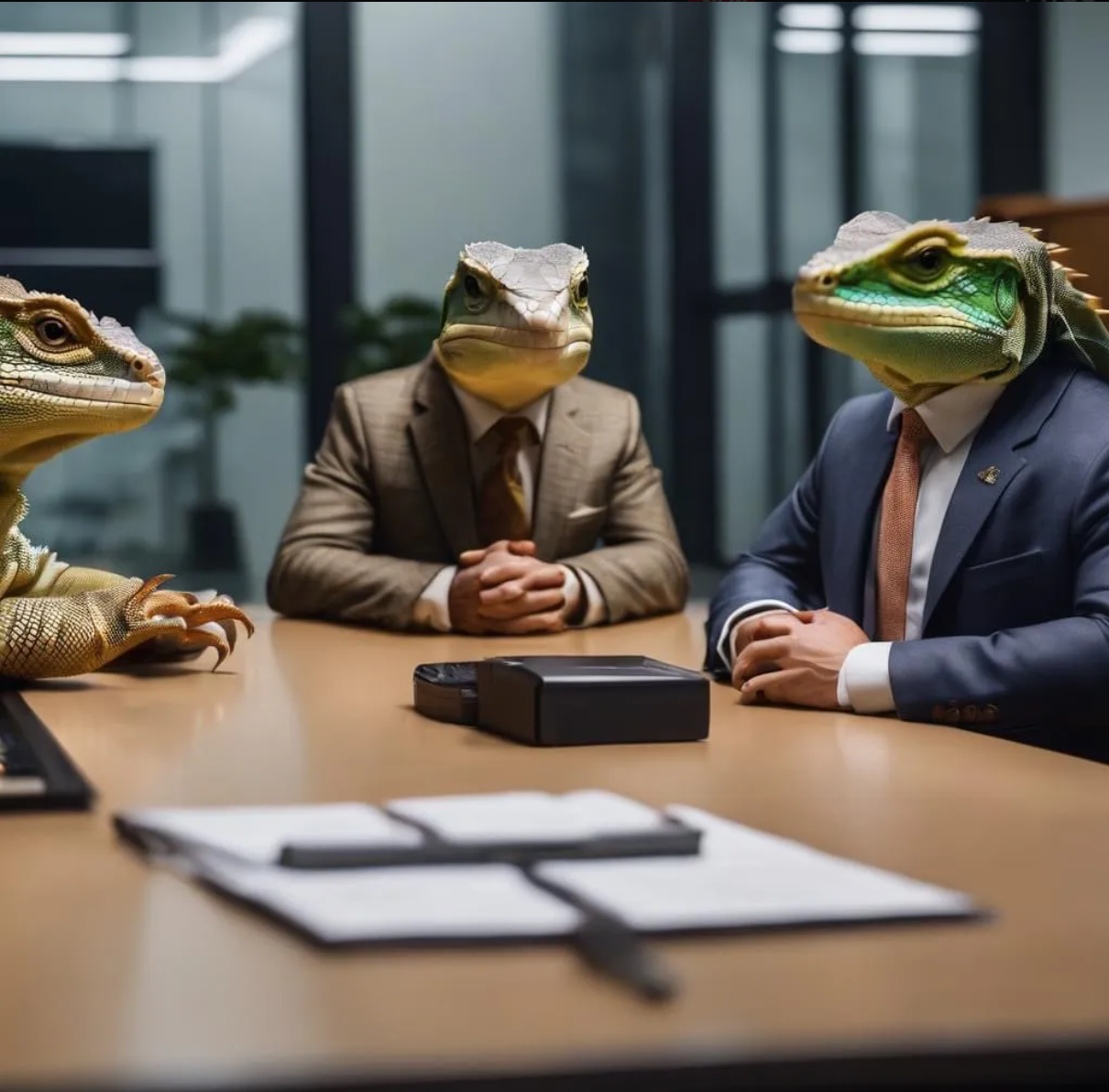 High Quality Lizard People Meeting Blank Meme Template