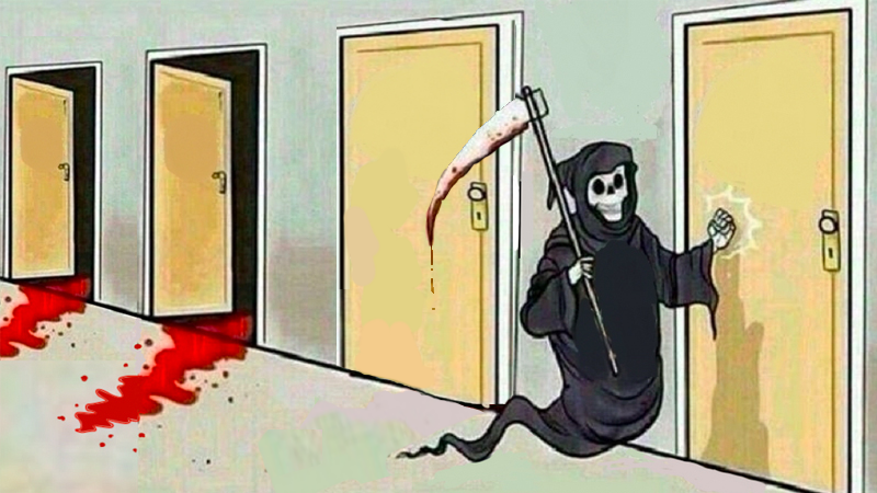Grim Reaper Knocking Door(One door was not opened) Blank Meme Template