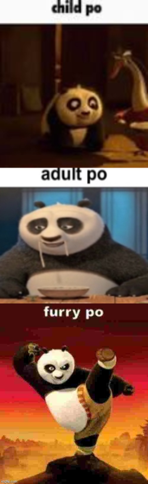 image tagged in child po,adult po,furry po | made w/ Imgflip meme maker