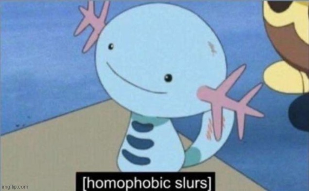 wooper says homophobic slurs | image tagged in wooper says homophobic slurs | made w/ Imgflip meme maker