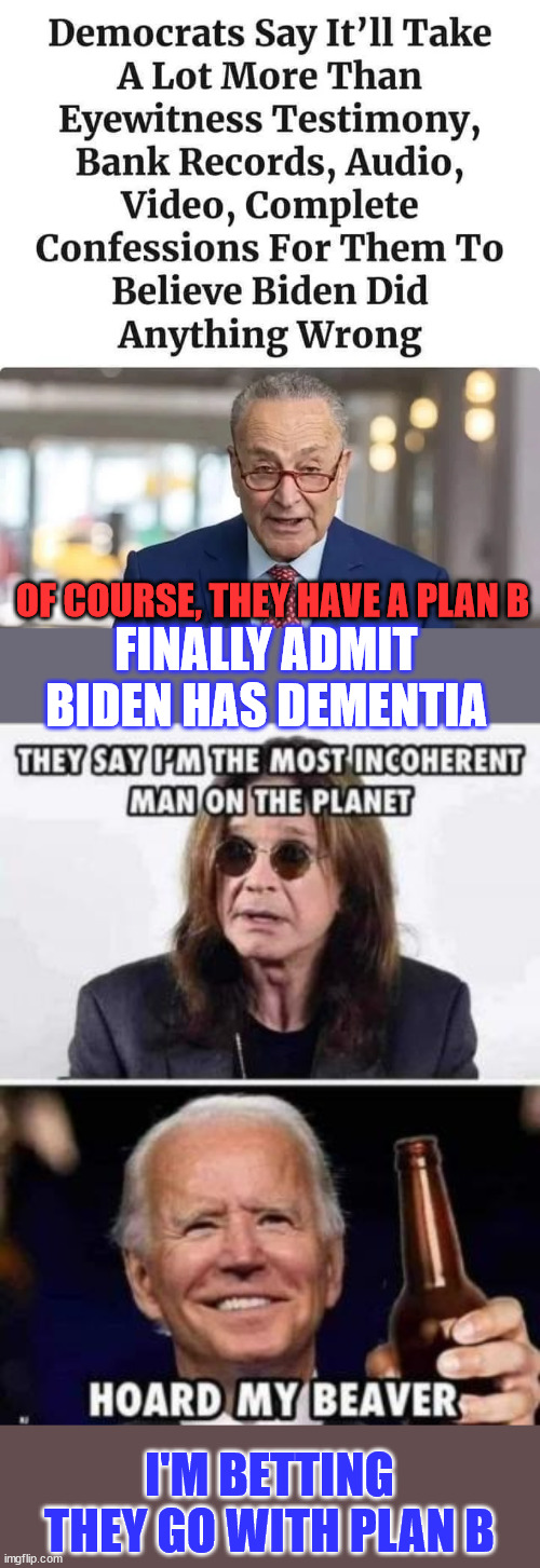 Watch them go with plan B | OF COURSE, THEY HAVE A PLAN B; FINALLY ADMIT BIDEN HAS DEMENTIA; I'M BETTING THEY GO WITH PLAN B | image tagged in criminal,dementia,joe biden | made w/ Imgflip meme maker