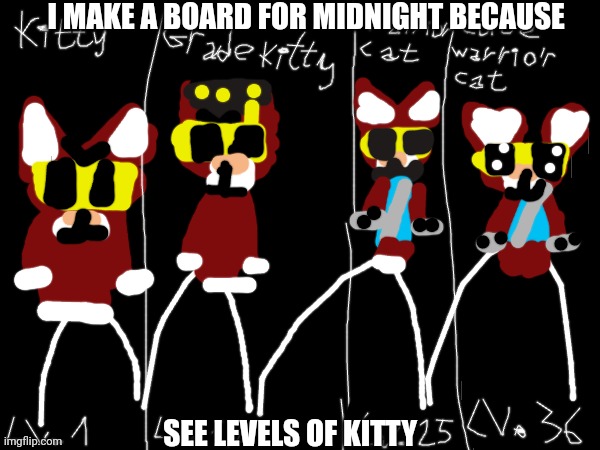 Kitty's evolution | I MAKE A BOARD FOR MIDNIGHT BECAUSE; SEE LEVELS OF KITTY | image tagged in kitty,grade kitty,warrior cat,cute warrior cat | made w/ Imgflip meme maker